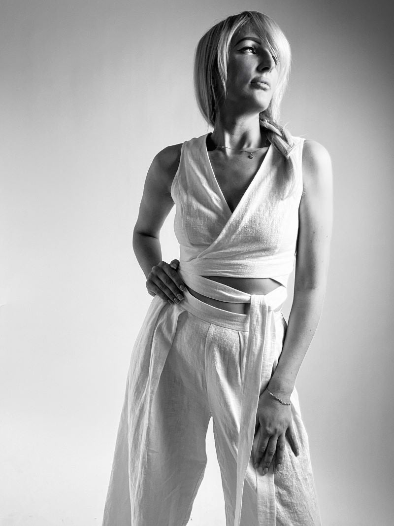 White Linen Top, Summer Linen Shirt