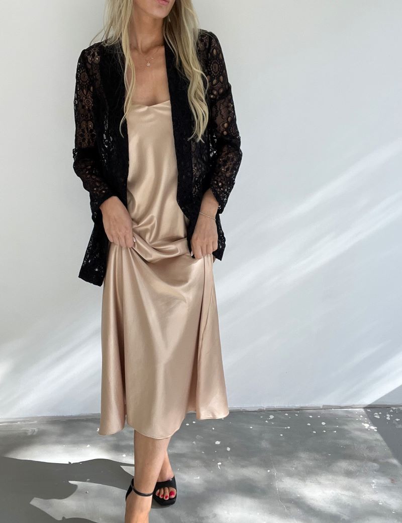 Black long dress. Satin dress long.