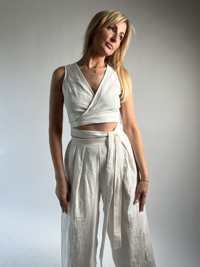 White Linen Top, Summer Linen Shirt