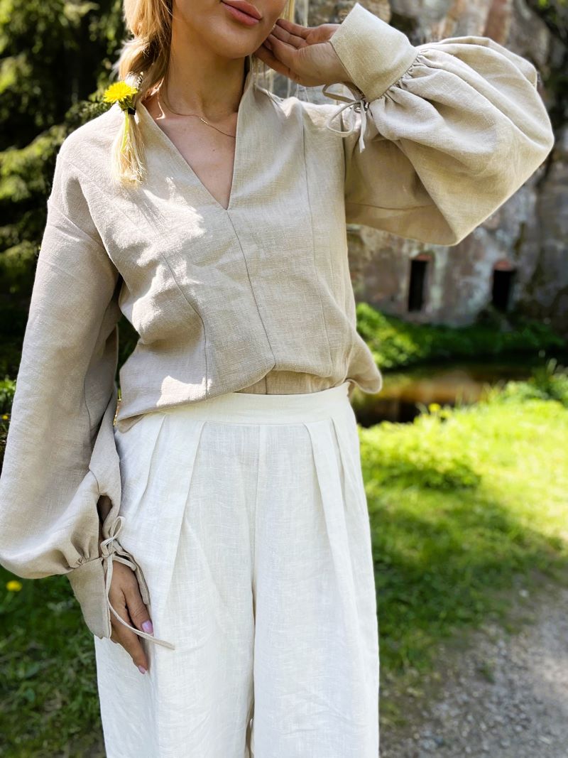 Linen blouse, shirt, white blouse,