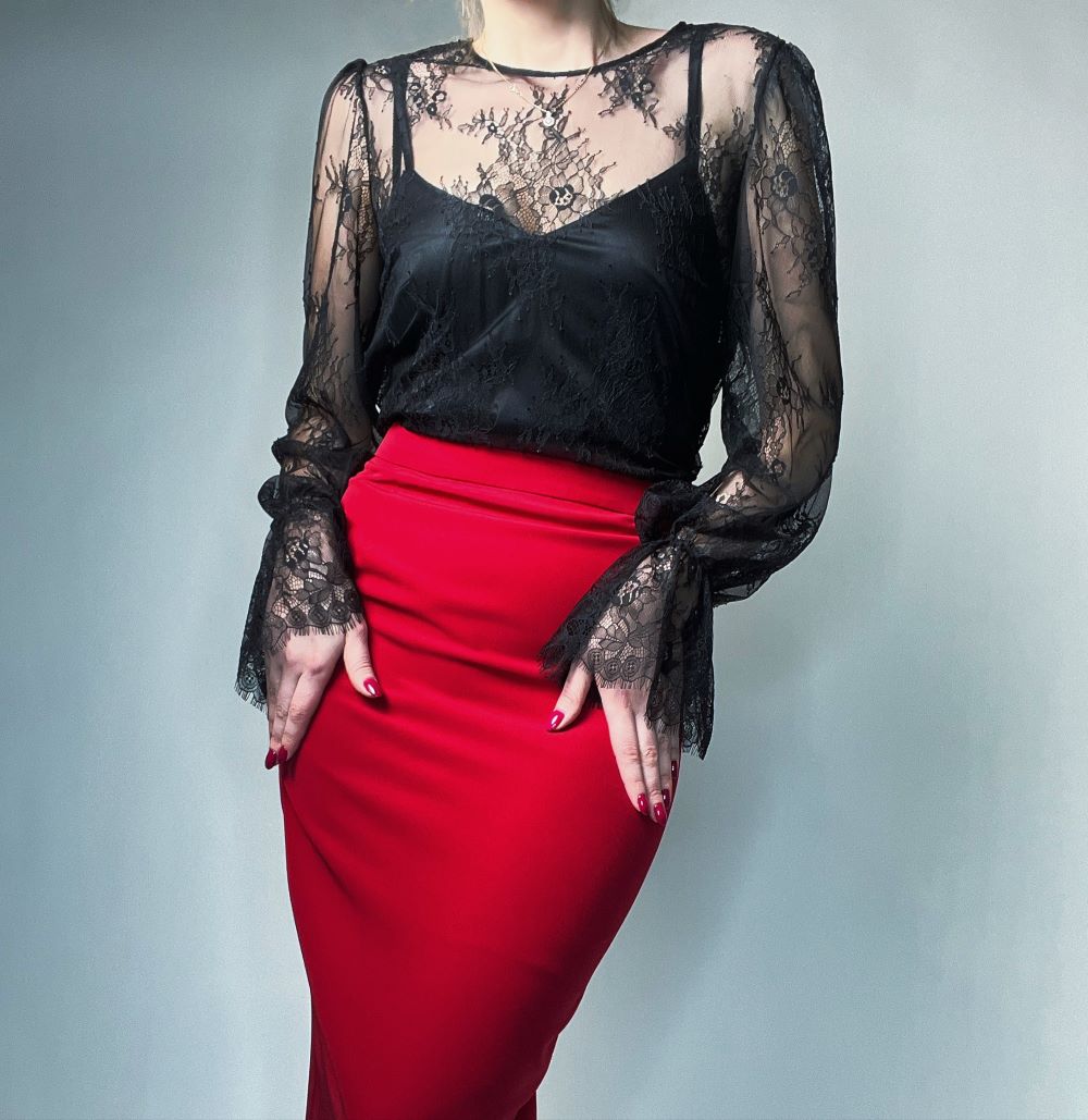 Skirt, pencil skirt red
