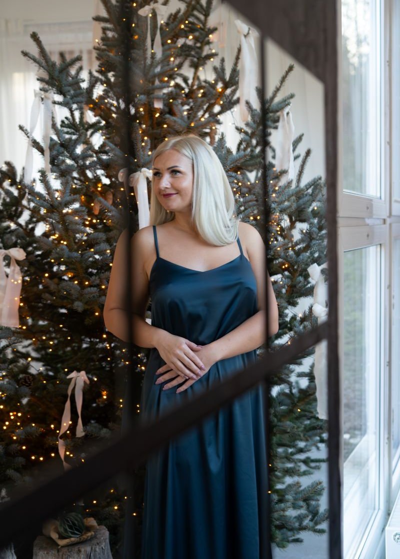 Black long dress. Satin dress long.