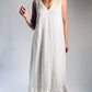 Linen dress. White linen dress. Long, white linen dress.