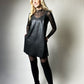 Black artificial leather dress with straps