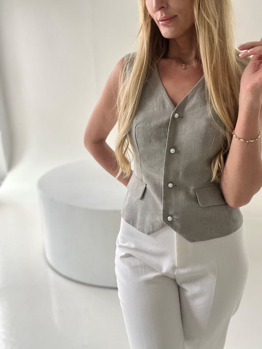 Pelēka Lina veste M
