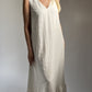 Linen dress. White linen dress. Long, white linen dress.
