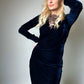 Velvet dress. Black velvet, navy blue velvet dress