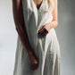 Linen dress. White linen dress. Long, white linen dress.