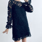 White lace dress. Beige lace dress. Black lace dress.