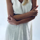 Linen dress. White linen dress. Long, white linen dress.