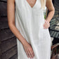 Linen dress. White linen dress. Long, white linen dress.