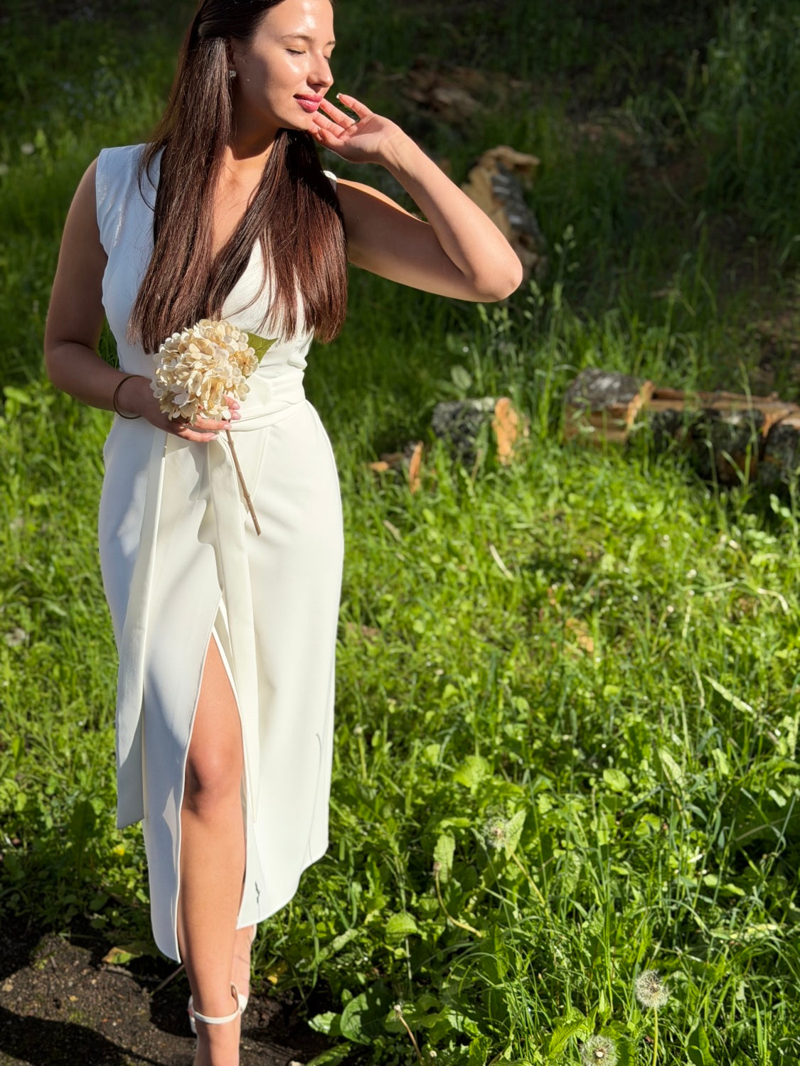 White dress. Party dress. Elegant and classic.